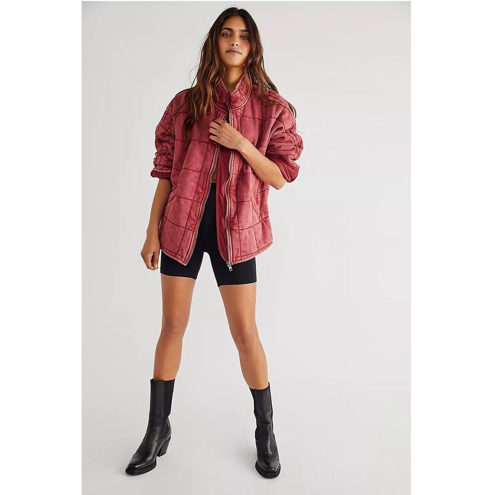 Free People Dolman Quilted Knit Jacket Top Christmas Cozy Warm Festive M 284145